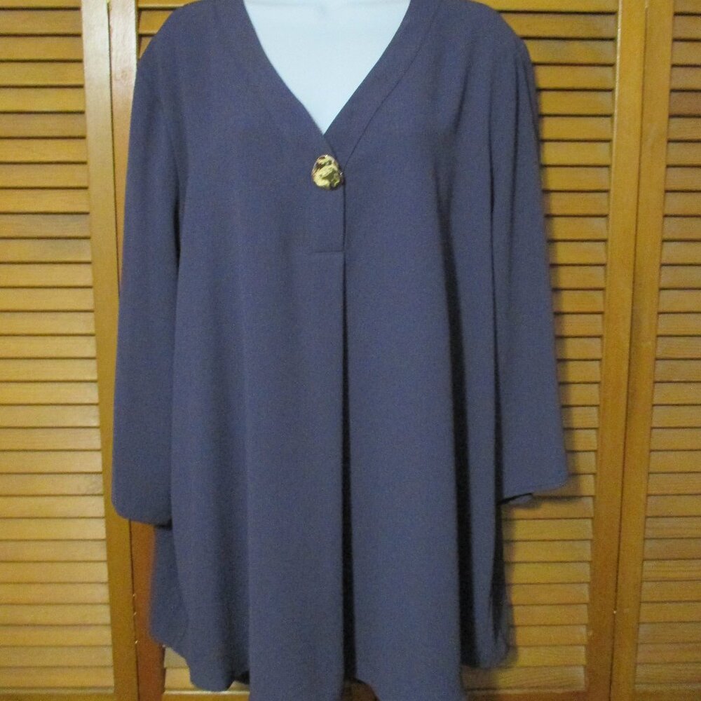 Worthington top V neck PURPLE/plum, flowy, 3/4 sleeves blouse like new size XXL